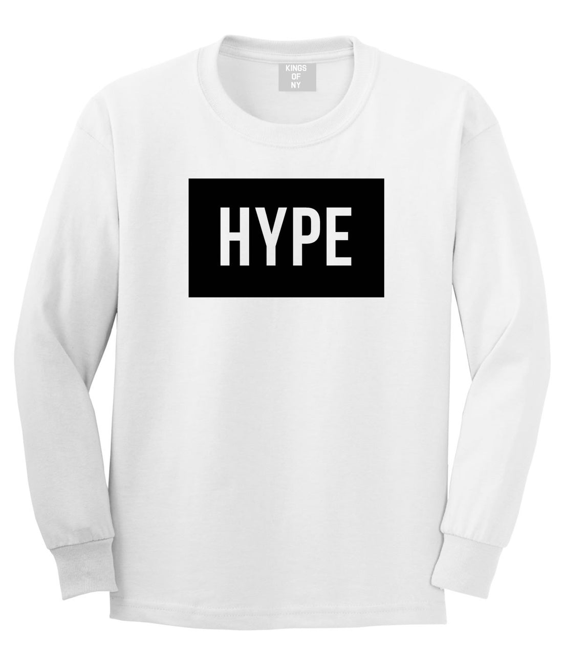Hype Style Streetwear Brand Logo White by Kings Of NY Long Sleeve Boys Kids T-Shirt in White by Kings Of NY