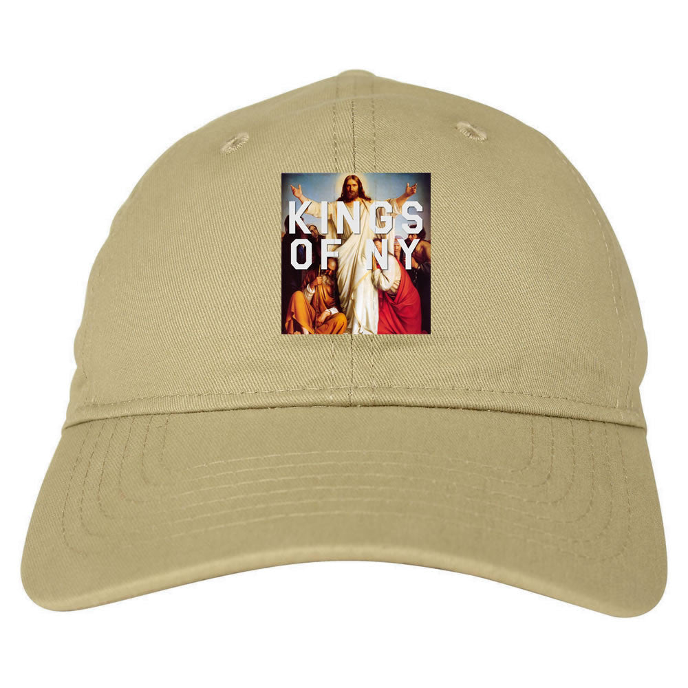 Jesus Worship and Praise of Power Dad Hat in Tan By Kings Of NY