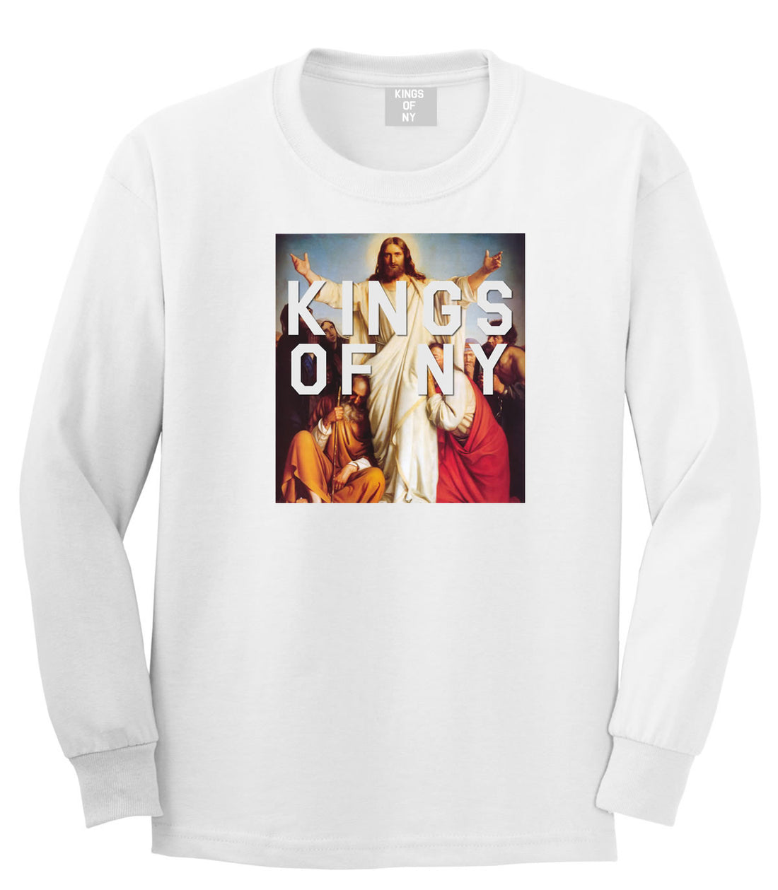 Jesus Worship and Praise of Power Long Sleeve T-Shirt in White By Kings Of NY