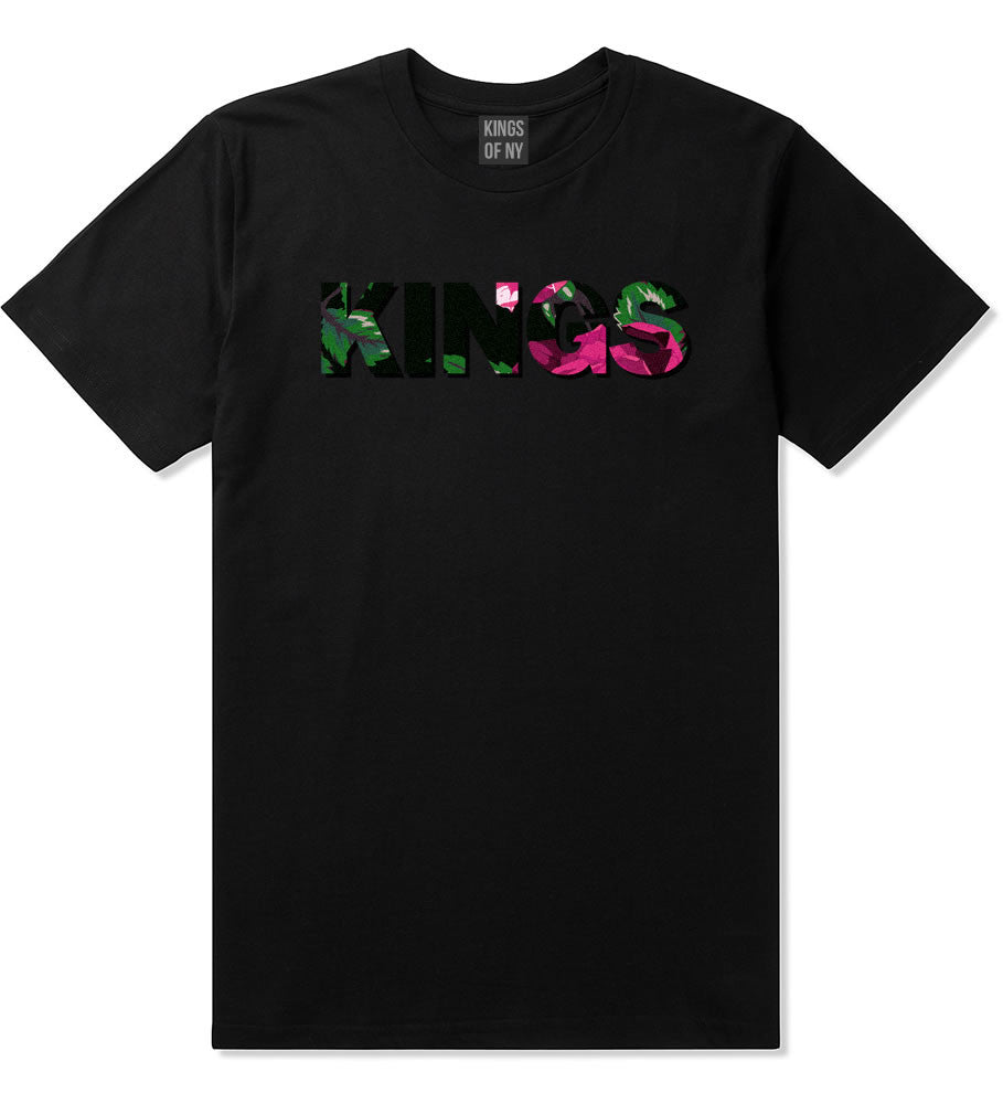 Kings Floral Print Pattern Boys Kids T-Shirt in Black by Kings Of NY