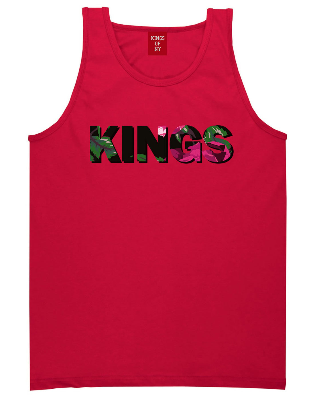 Kings Floral Print Pattern Tank Top in Red by Kings Of NY