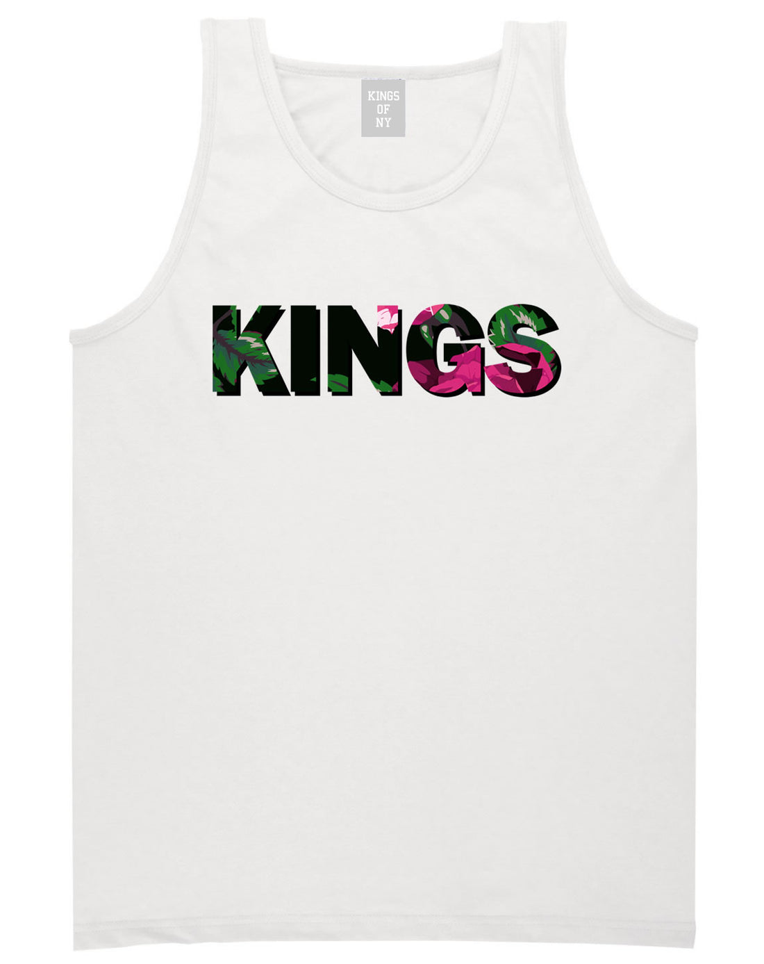 Kings Floral Print Pattern Tank Top in White by Kings Of NY
