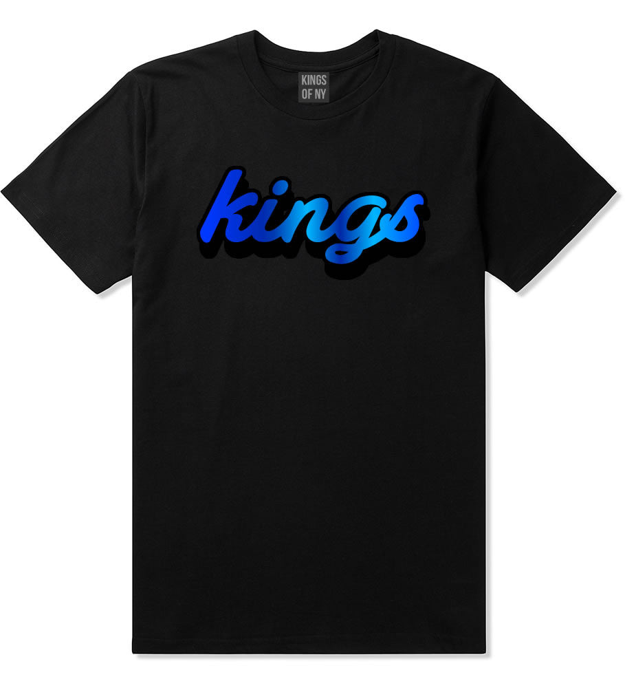 Kings Blue Gradient Logo T-Shirt in Black By Kings Of NY