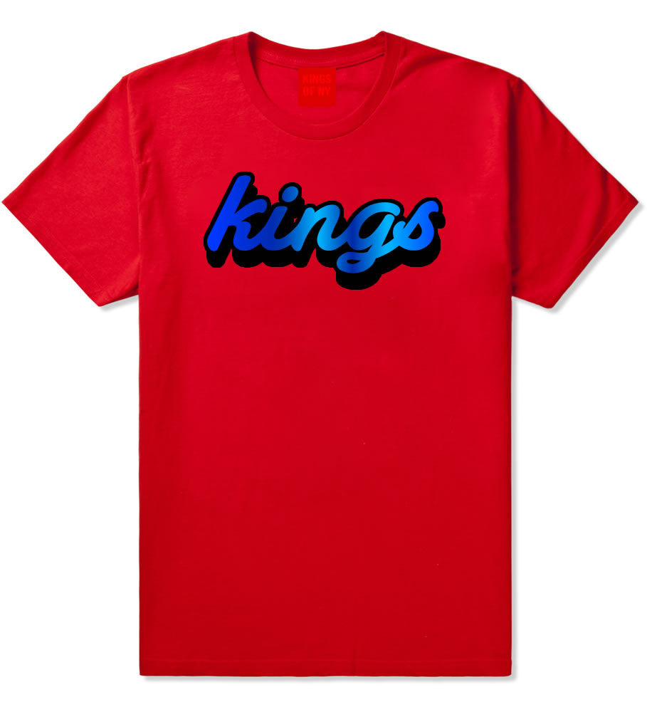 Kings Blue Gradient Logo T-Shirt in Red By Kings Of NY