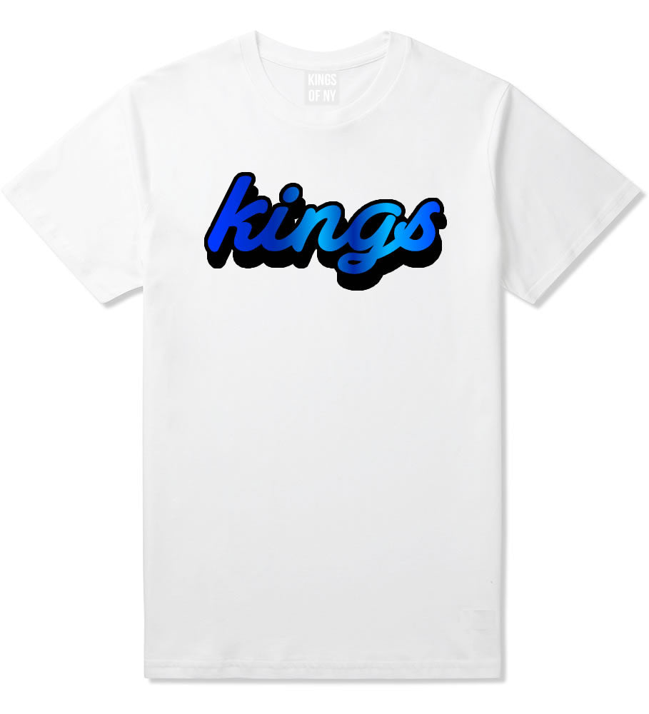 Kings Blue Gradient Logo T-Shirt in White By Kings Of NY
