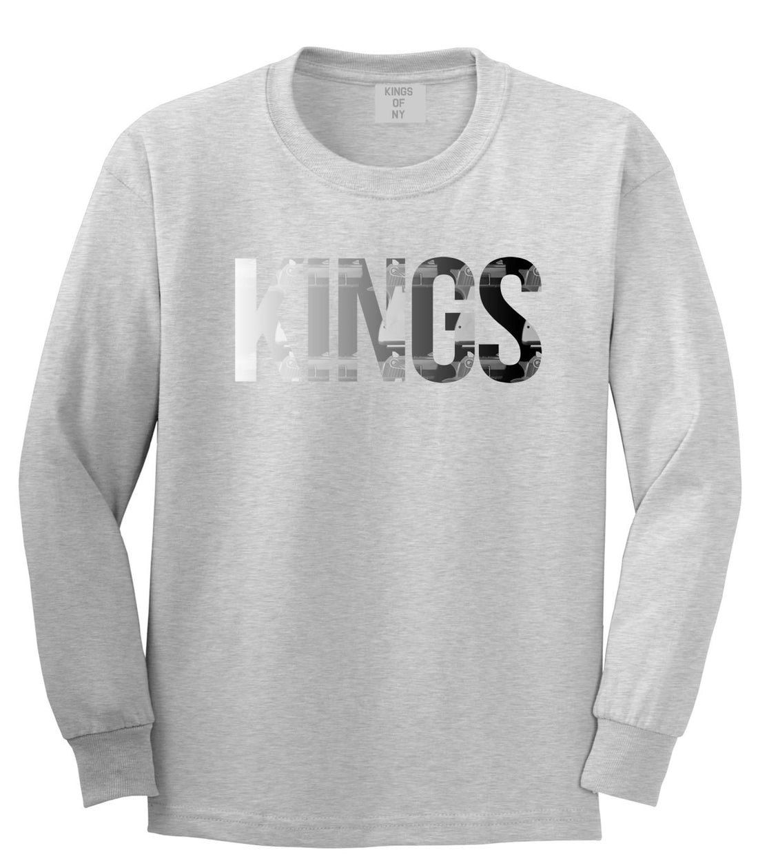 KINGS Gun Pattern Print Boys Kids Long Sleeve T-Shirt in Grey by Kings Of NY
