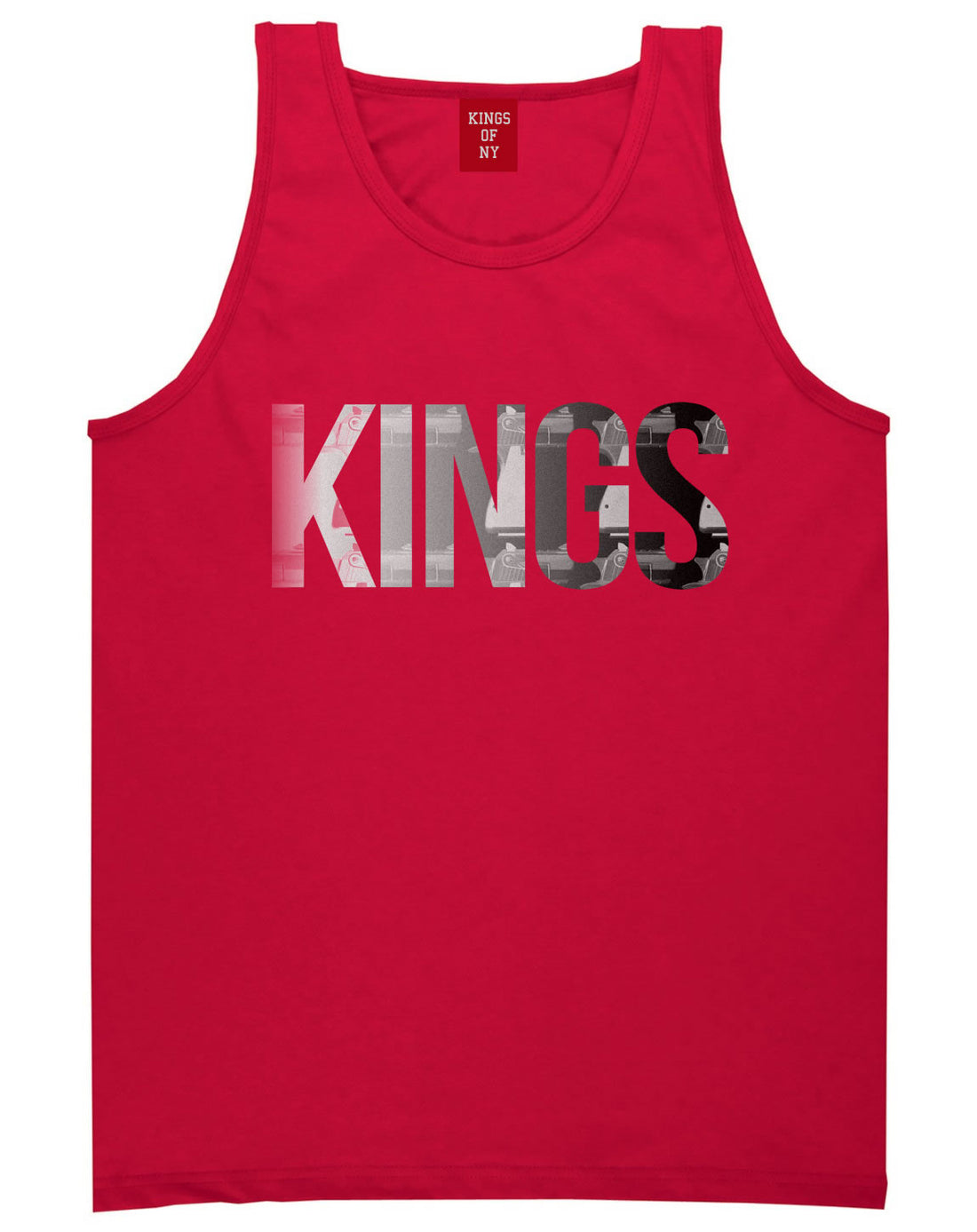 KINGS Gun Pattern Print Tank Top in Red by Kings Of NY