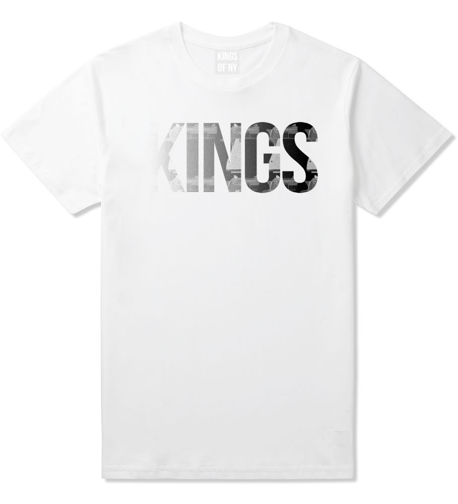 KINGS Gun Pattern Print T-Shirt in White by Kings Of NY