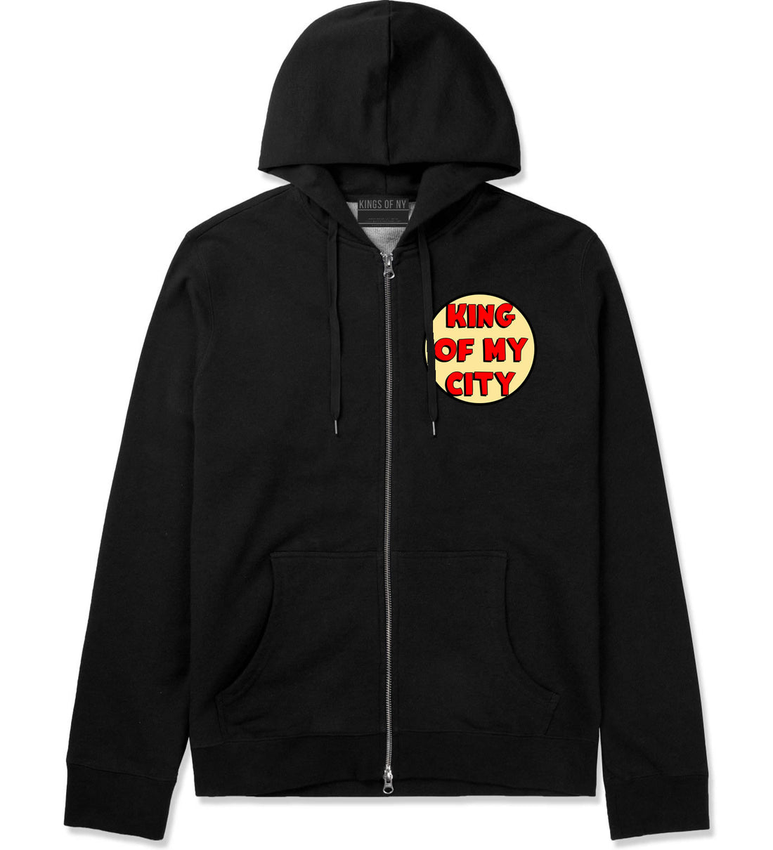 King Of My City Chest Logo Zip Up Hoodie Hoody in Black by Kings Of NY