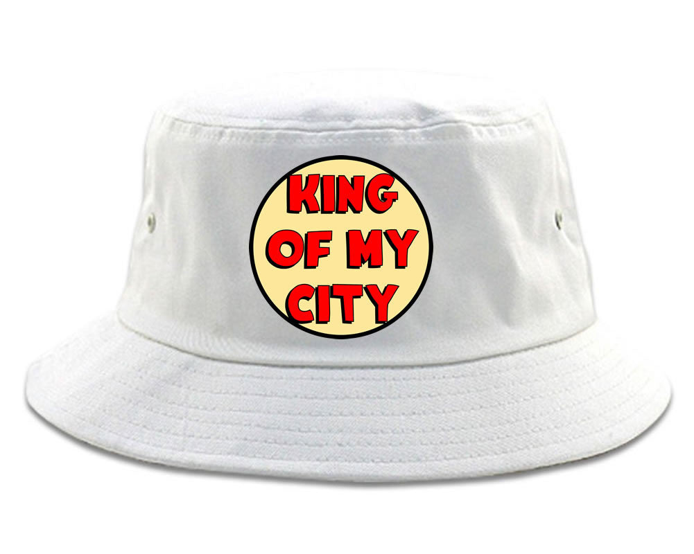 King Of My City Chest Logo Bucket Hat in White by Kings Of NY