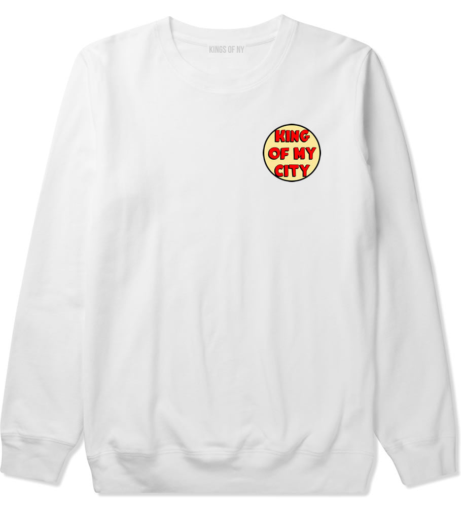 King Of My City Chest Logo Crewneck Sweatshirt in White by Kings Of NY