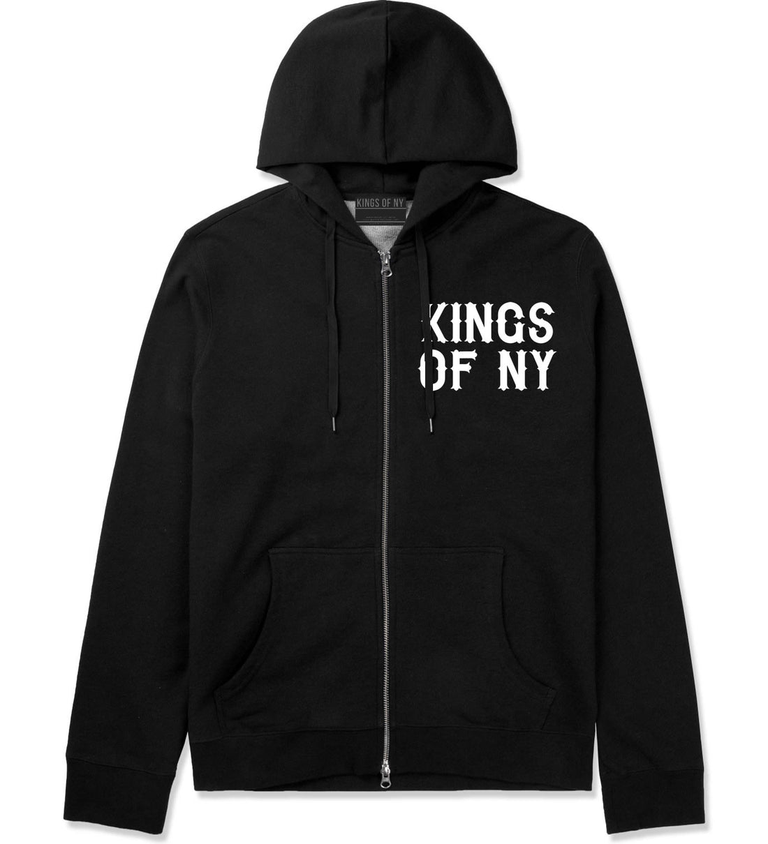FALL15 Font Logo Print Zip Up Hoodie Hoody in Black by Kings Of NY