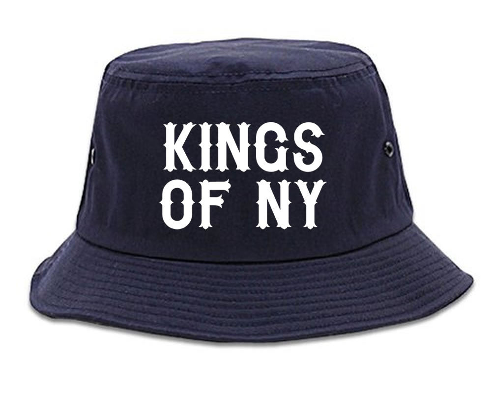 FALL15 Font Logo Print Bucket Hat in Blue by Kings Of NY