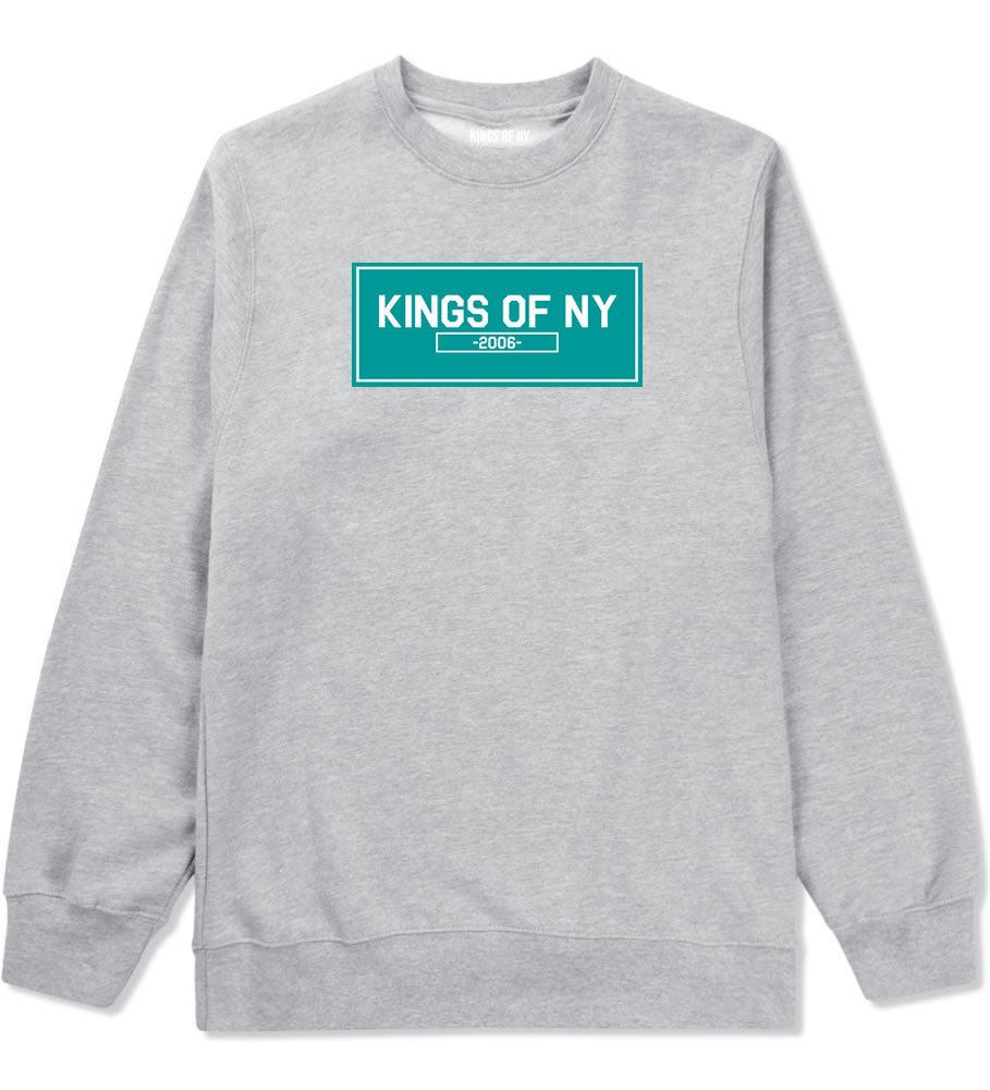 FALL15 Blue Logo Crewneck Sweatshirt in Grey by Kings Of NY