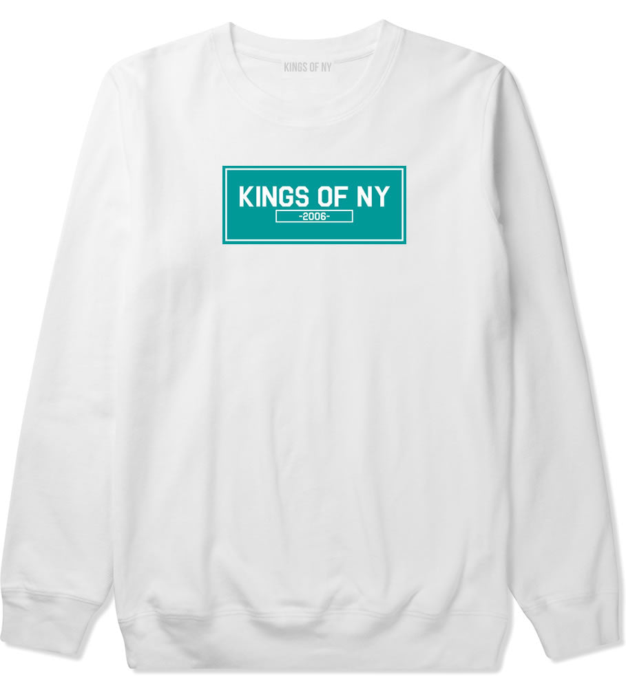 FALL15 Blue Logo Crewneck Sweatshirt in White by Kings Of NY