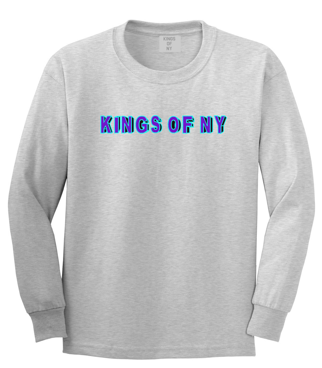 Bright Block Letters Boys Kids Long Sleeve T-Shirt in Grey by Kings Of NY