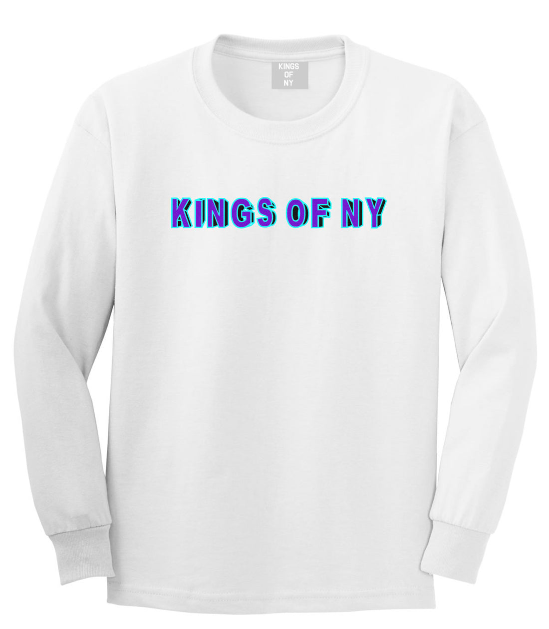 Bright Block Letters Boys Kids Long Sleeve T-Shirt in White by Kings Of NY