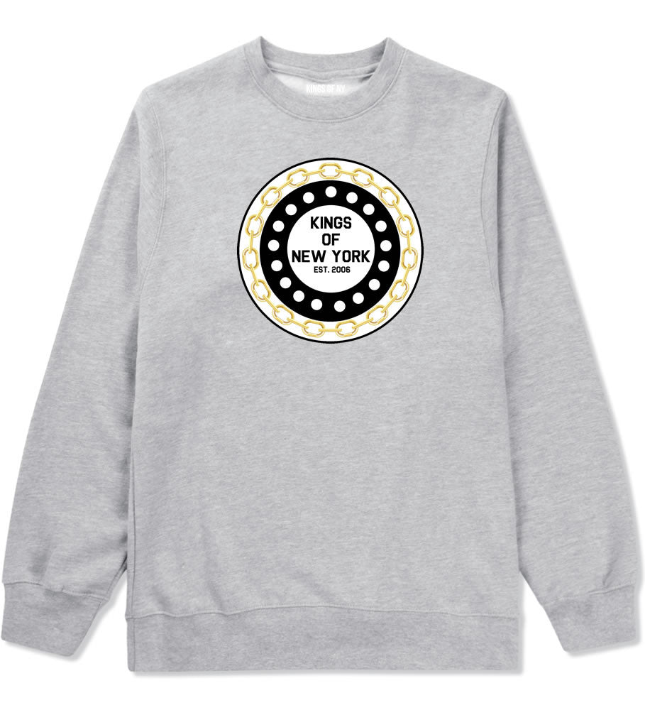 Chain Logo New York Brooklyn Bronx Boys Kids Crewneck Sweatshirt In Grey by Kings Of NY