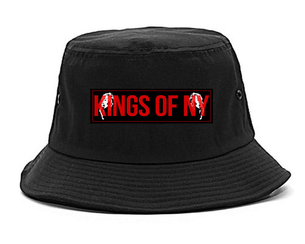 Red Girl Logo Print Bucket Hat in Black by Kings Of NY