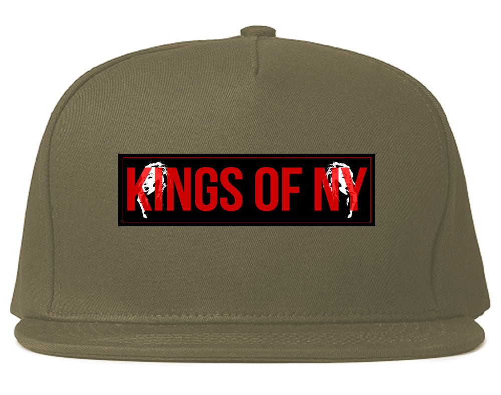 Red Girl Logo Print Snapback Hat in Grey by Kings Of NY
