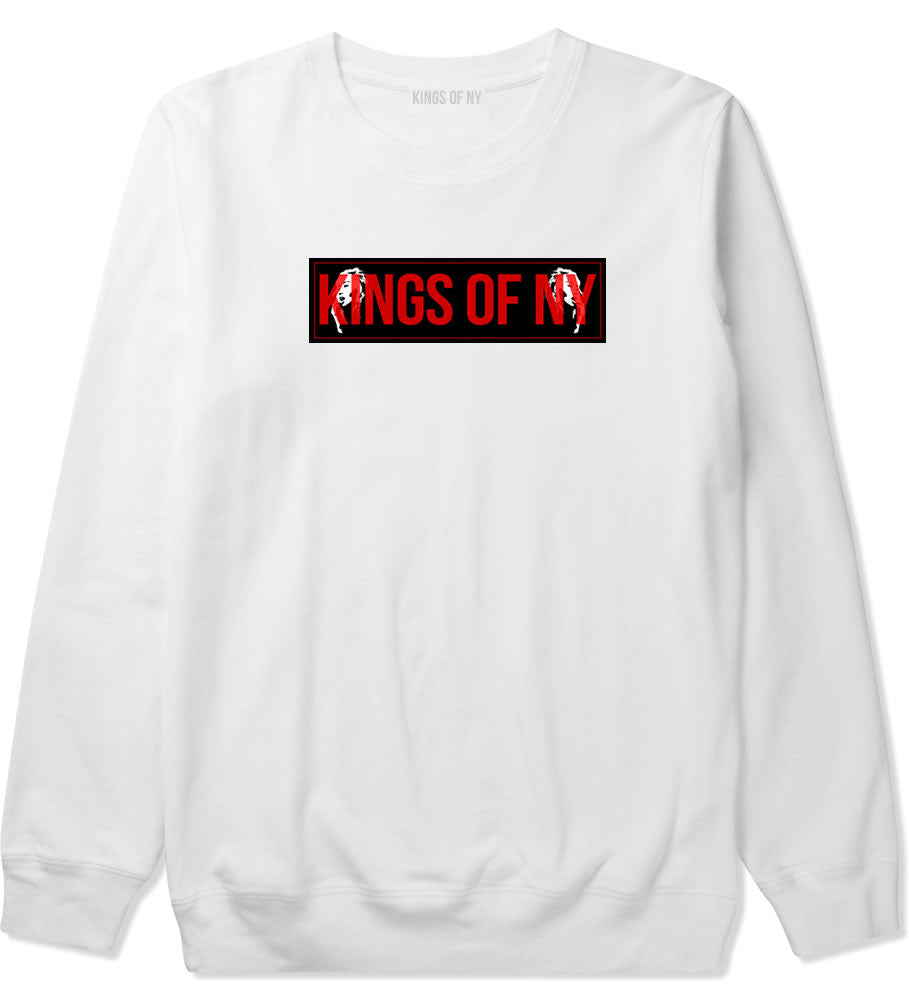 Red Girl Logo Print Crewneck Sweatshirt in White by Kings Of NY