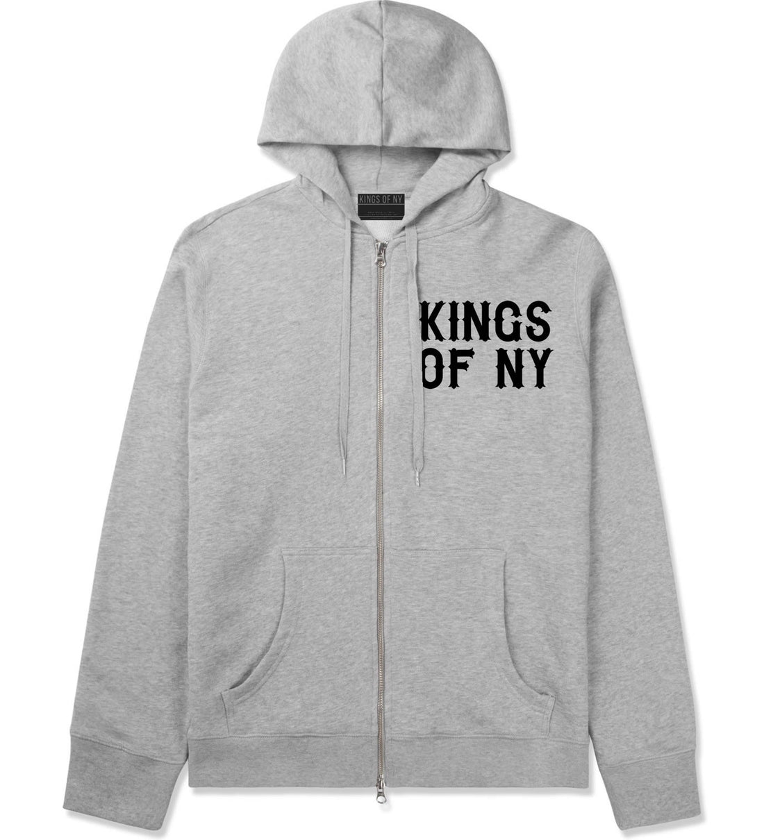 FALL15 Font Logo Print Zip Up Hoodie Hoody in Grey by Kings Of NY