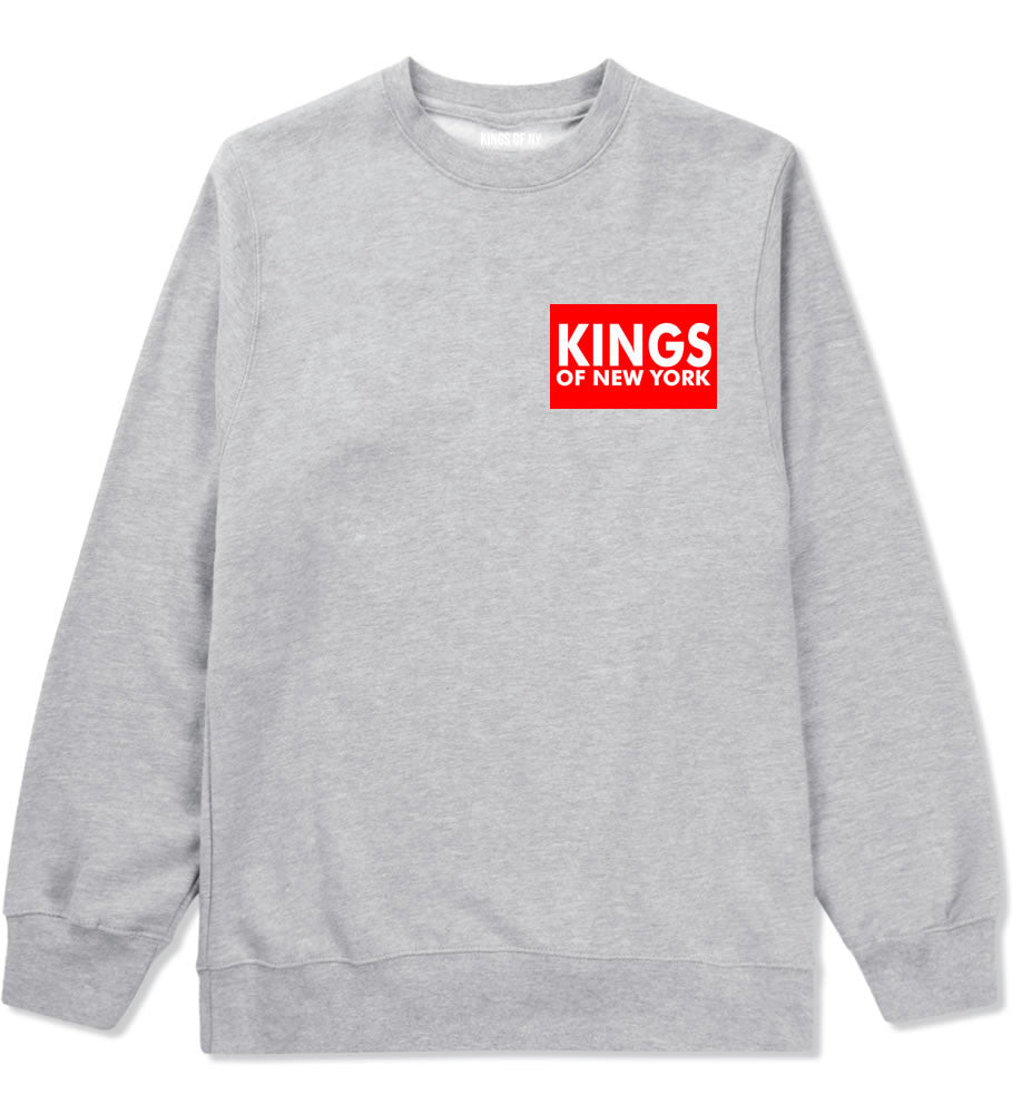 Kings Of NY Red Box Logo Crewneck Sweatshirt in Grey