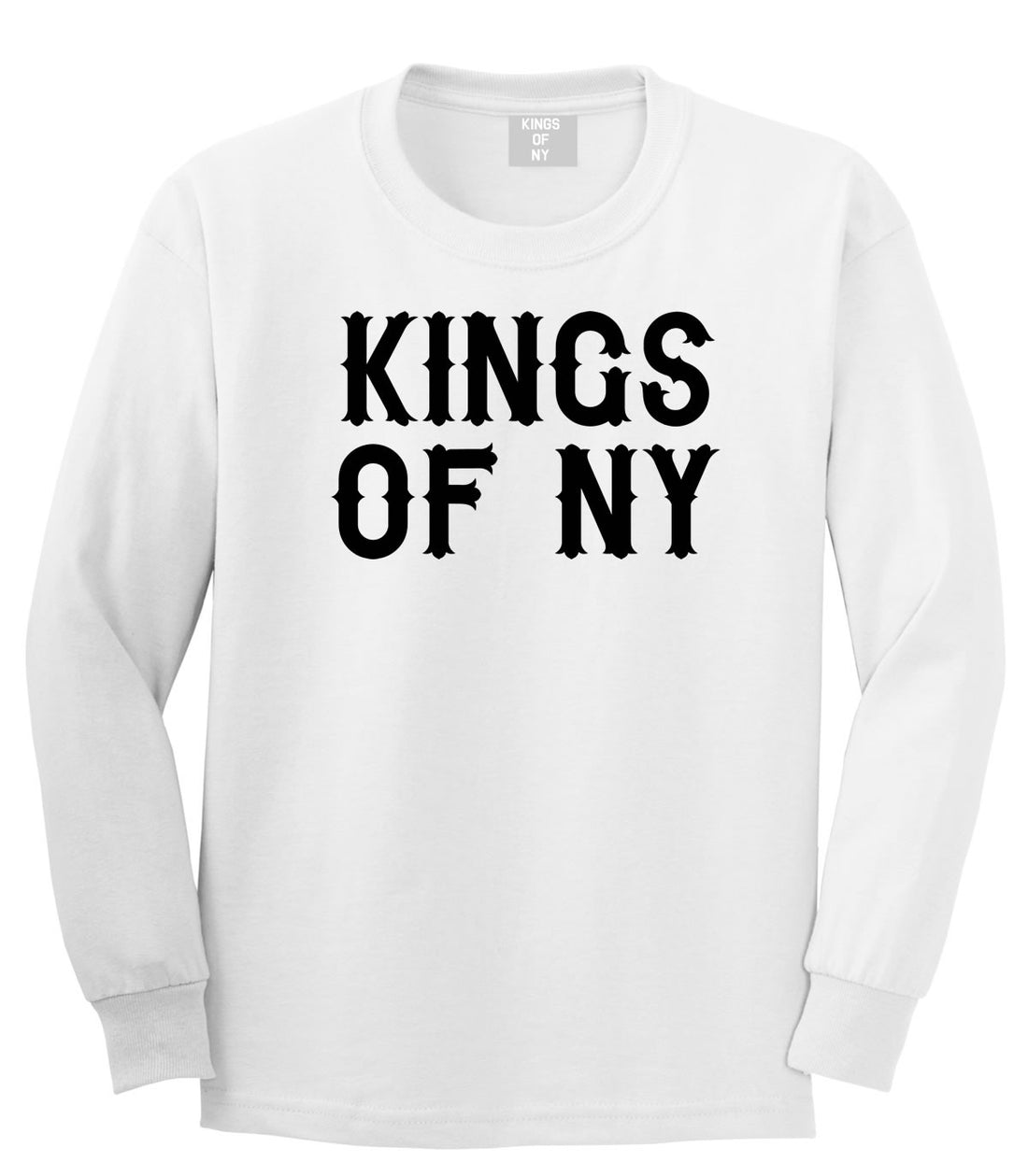 FALL15 Font Logo Print Boys Kids Long Sleeve T-Shirt in White by Kings Of NY