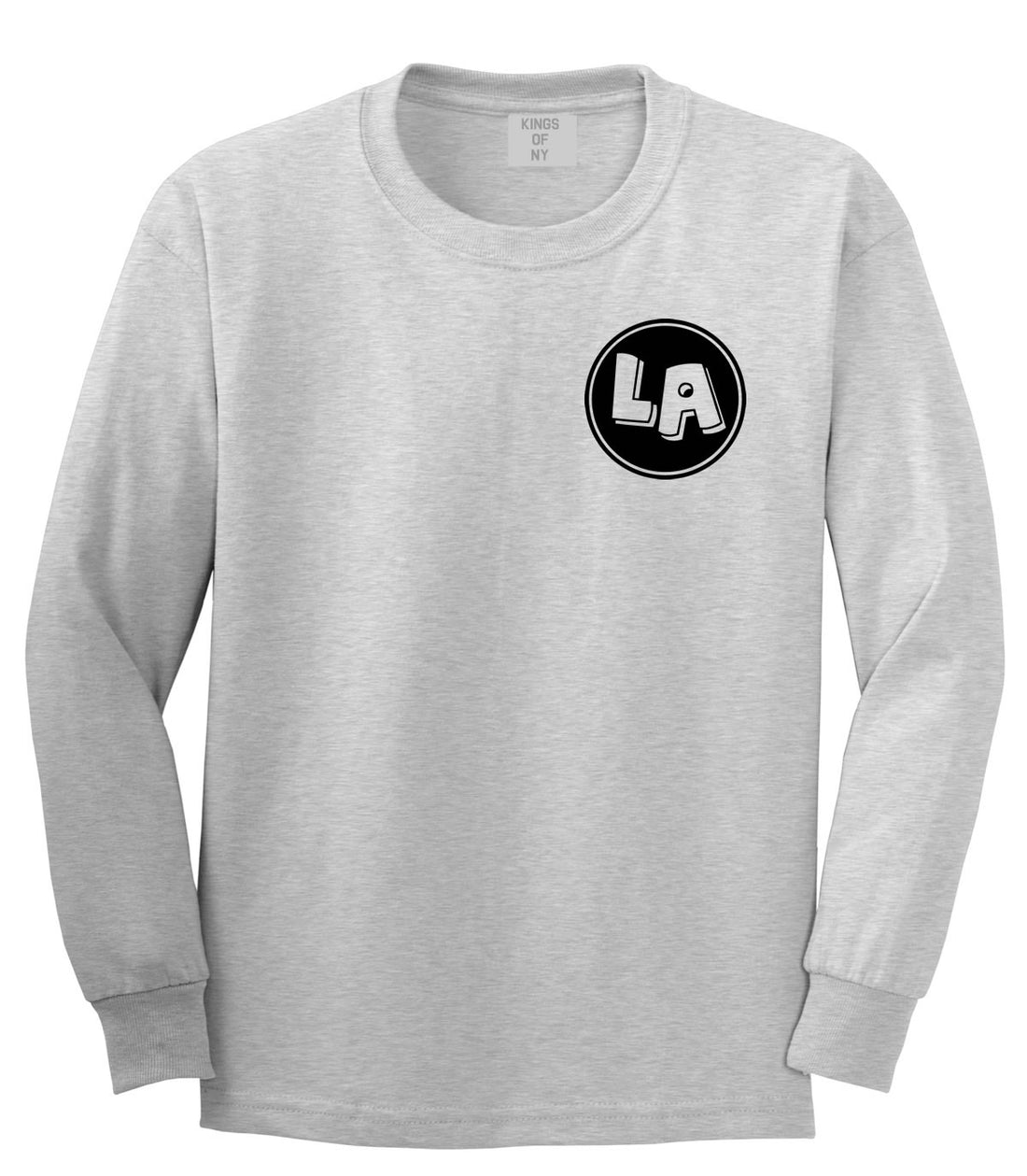 LA Circle Chest Los Angeles Long Sleeve T-Shirt in Grey By Kings Of NY