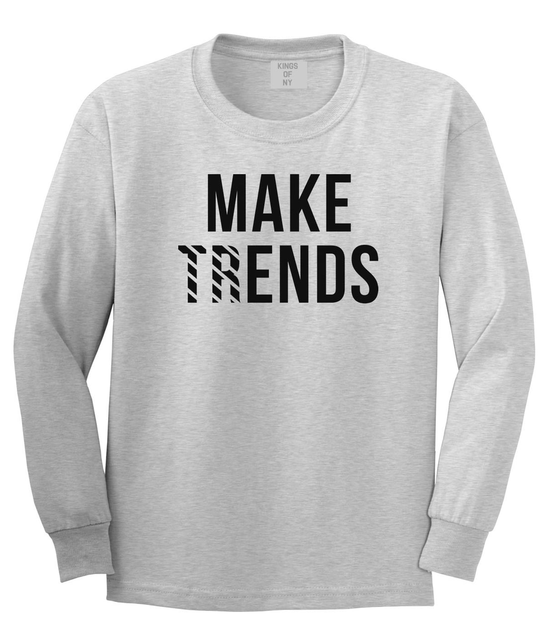 Make Trends Make Ends Boys Kids Long Sleeve T-Shirt in Grey by Kings Of NY