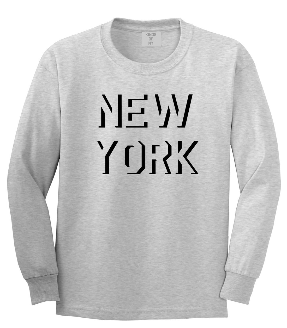 New York Shadow Logo Long Sleeve T-Shirt in Grey