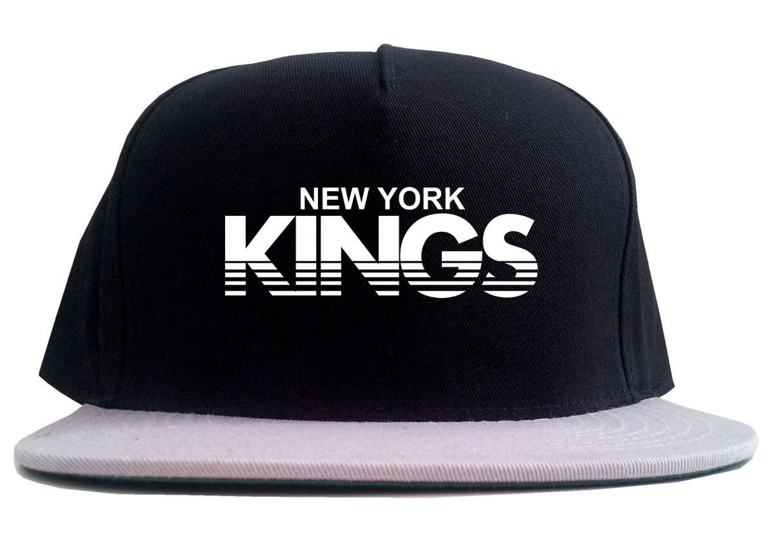 New York Kings Racing Style 2 Tone Snapback Hat in Black and Grey by Kings Of NY