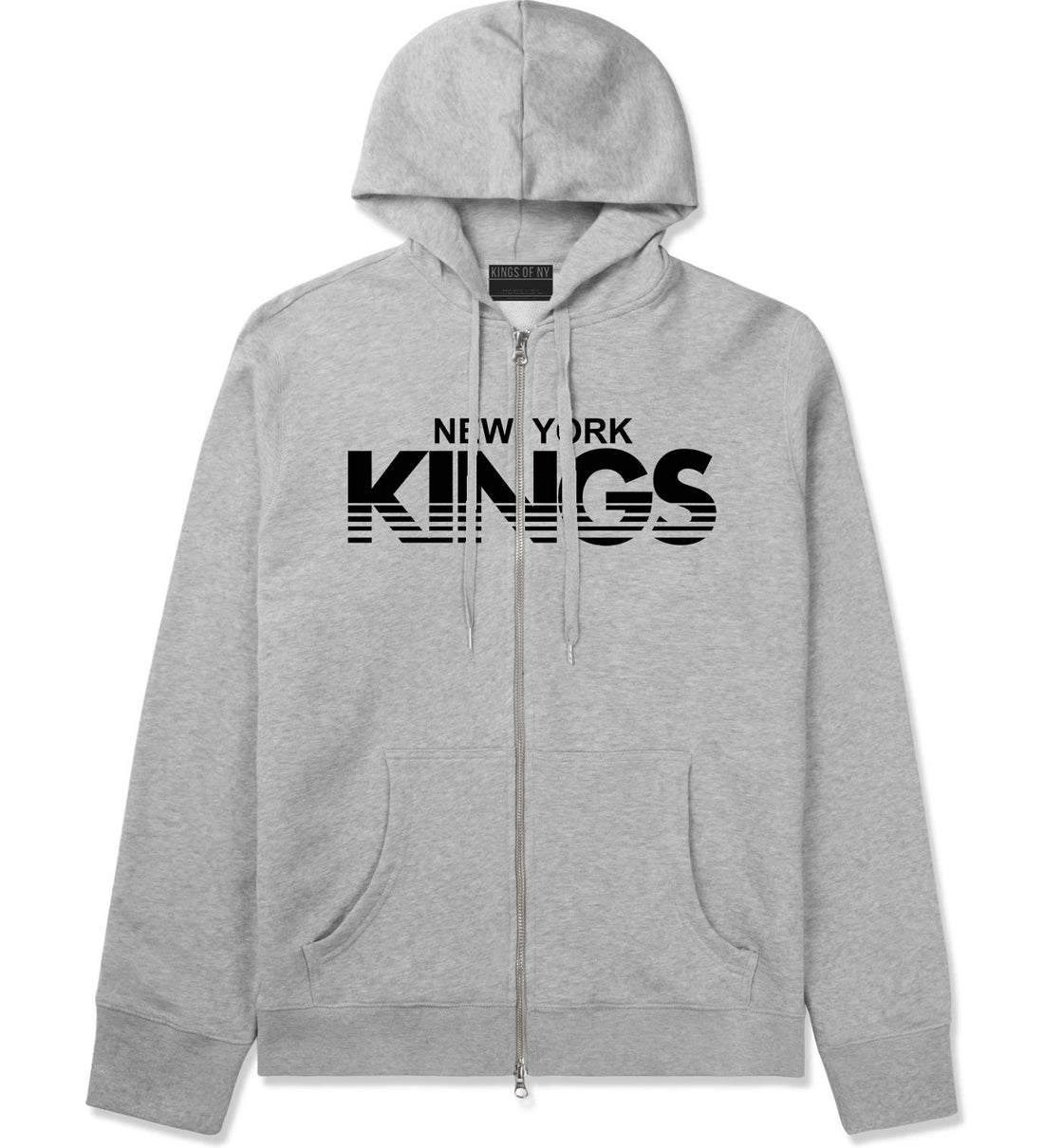 New York Kings Racing Style Zip Up Hoodie Hoody in Grey by Kings Of NY