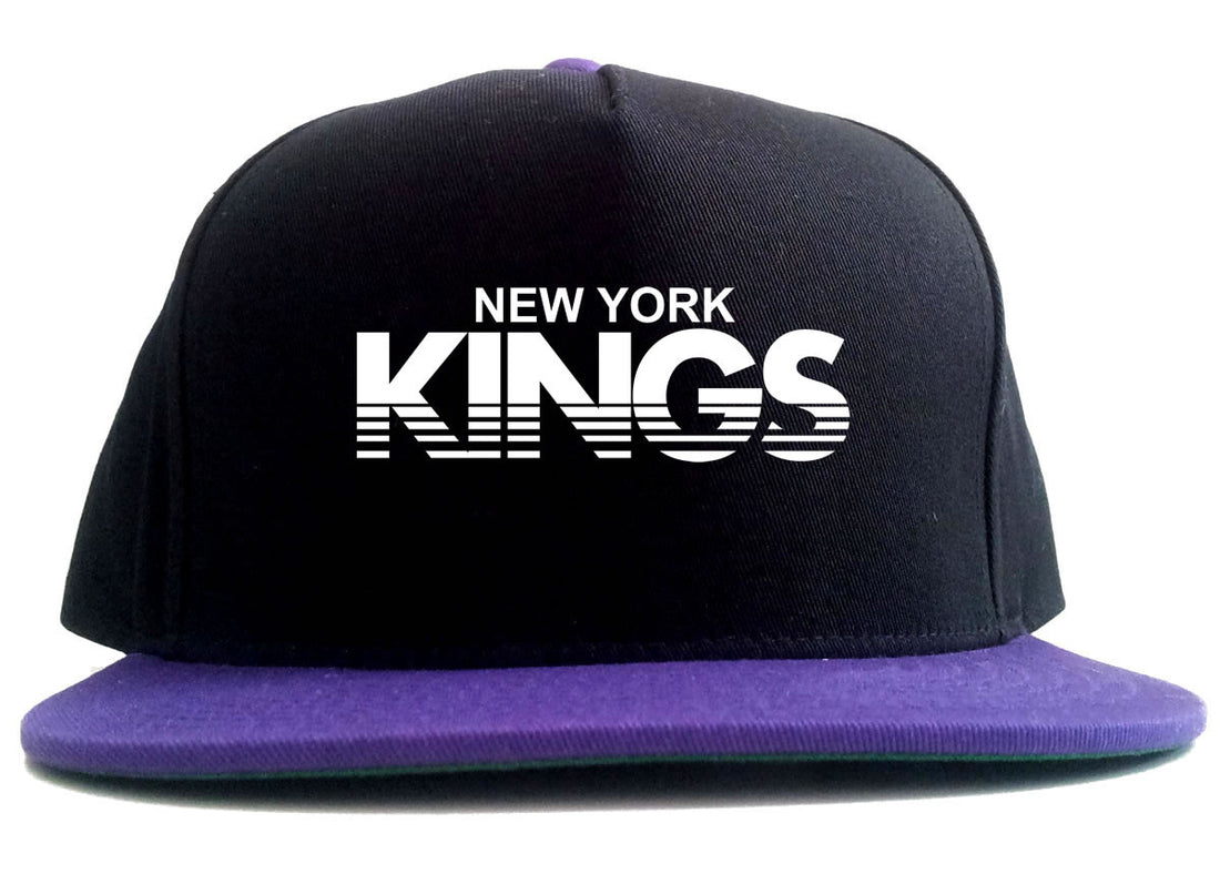 New York Kings Racing Style 2 Tone Snapback Hat in Black and Purple by Kings Of NY