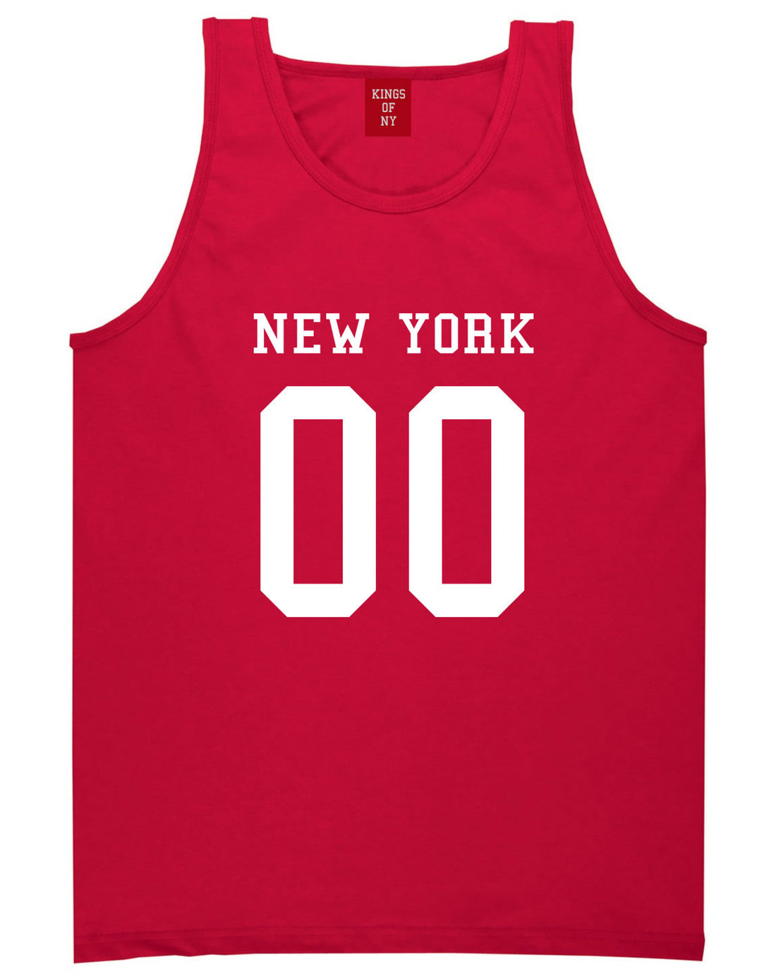 New York Team 00 Jersey Tank Top in Red By Kings Of NY