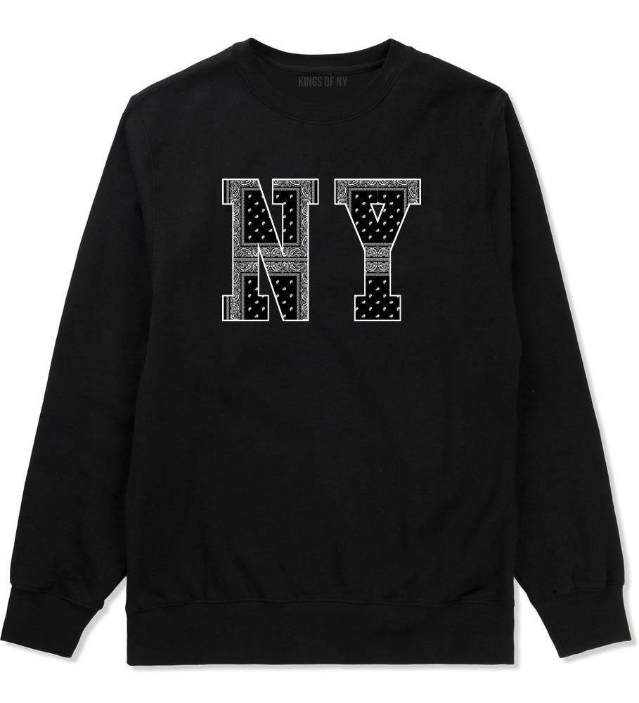 New York Bandana NYC Black by Kings Of NY Gang Flag Boys Kids Crewneck Sweatshirt In Black by Kings Of NY