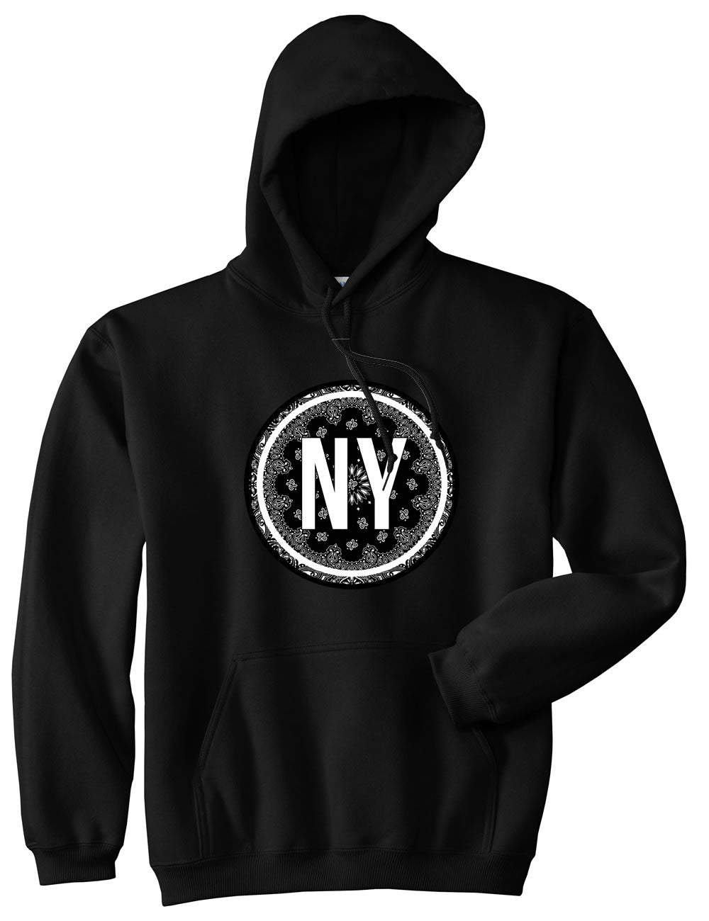 Kings Of NY New York Bandana Print NYC Pullover Hoodie Hoody in Black