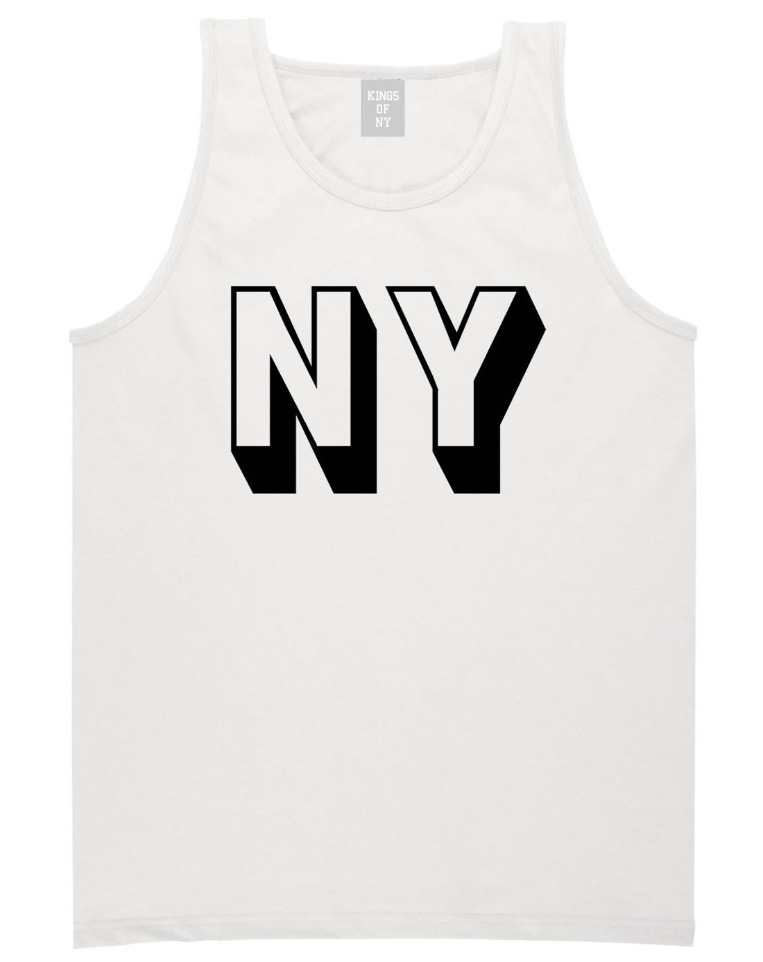 NY Block Letter New York Tank Top in White By Kings Of NY