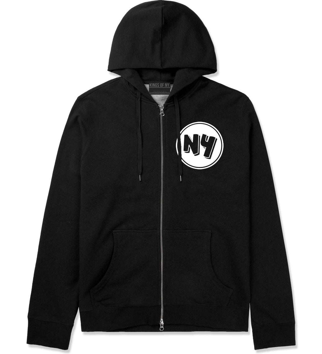 NY Circle Chest Logo Zip Up Hoodie in Black By Kings Of NY