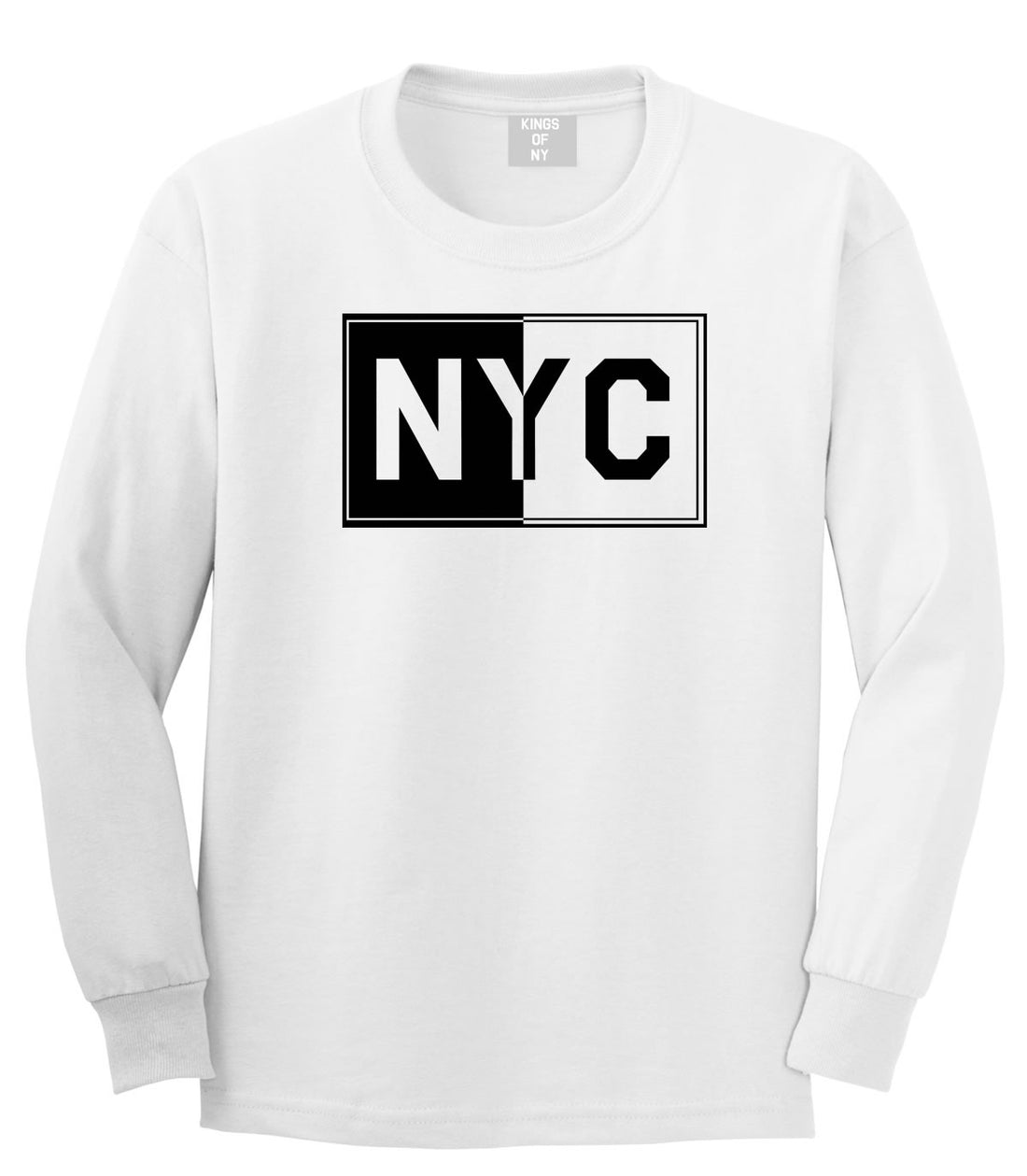 NYC Rectangle New York City Long Sleeve T-Shirt in White By Kings Of NY