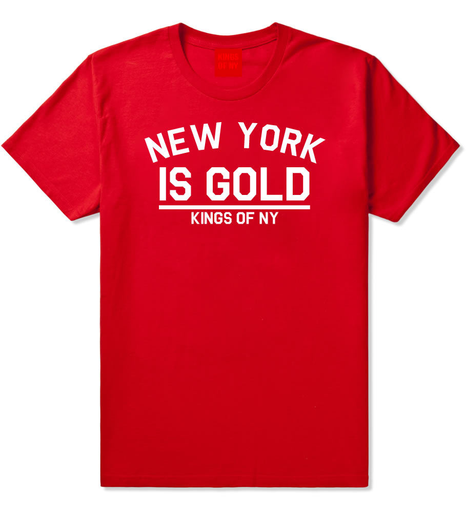 New York Is Gold T-Shirt in Red by Kings Of NY