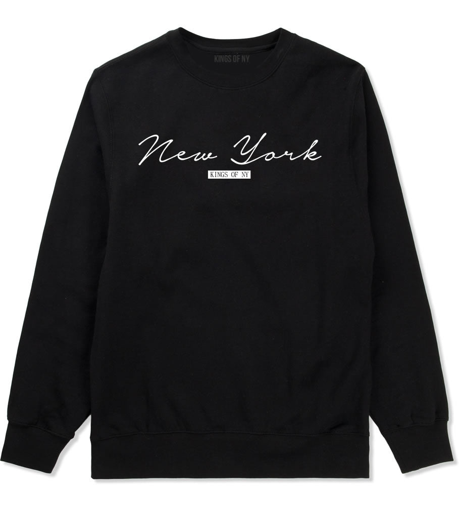 Kings Of NY New York Script Typography Crewneck Sweatshirt in Black