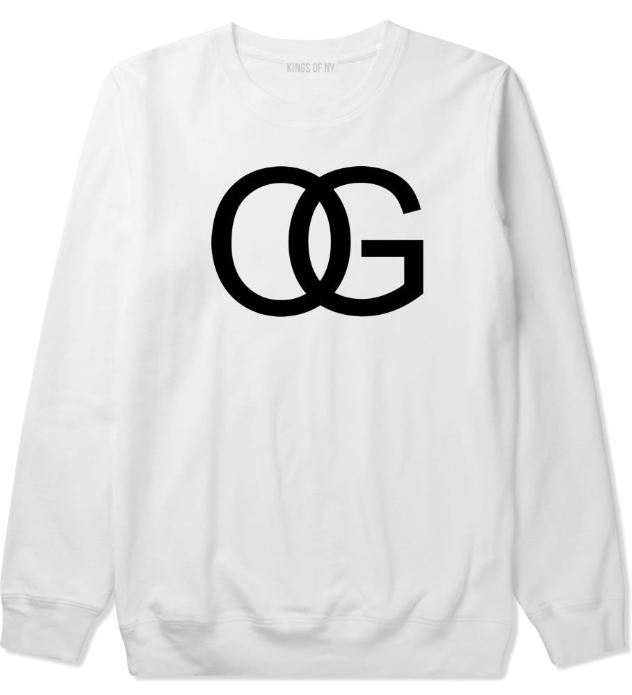 OG Original Gangsta Gangster Style Green Crewneck Sweatshirt in White by Kings Of NY