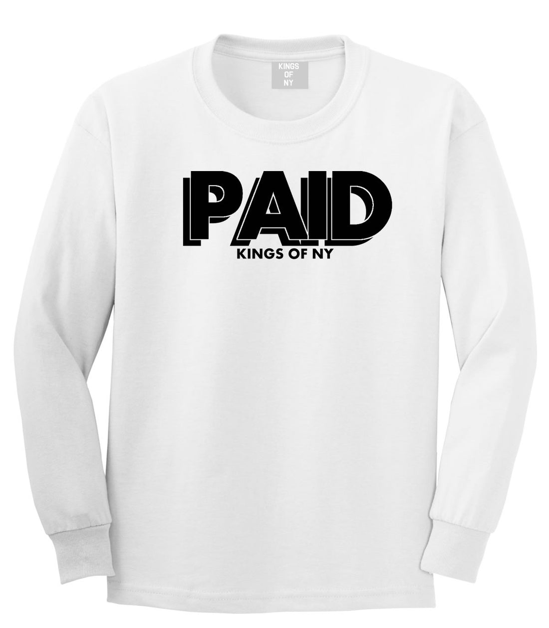 PAID Kings Of NY W15 Long Sleeve T-Shirt in White By Kings Of NY