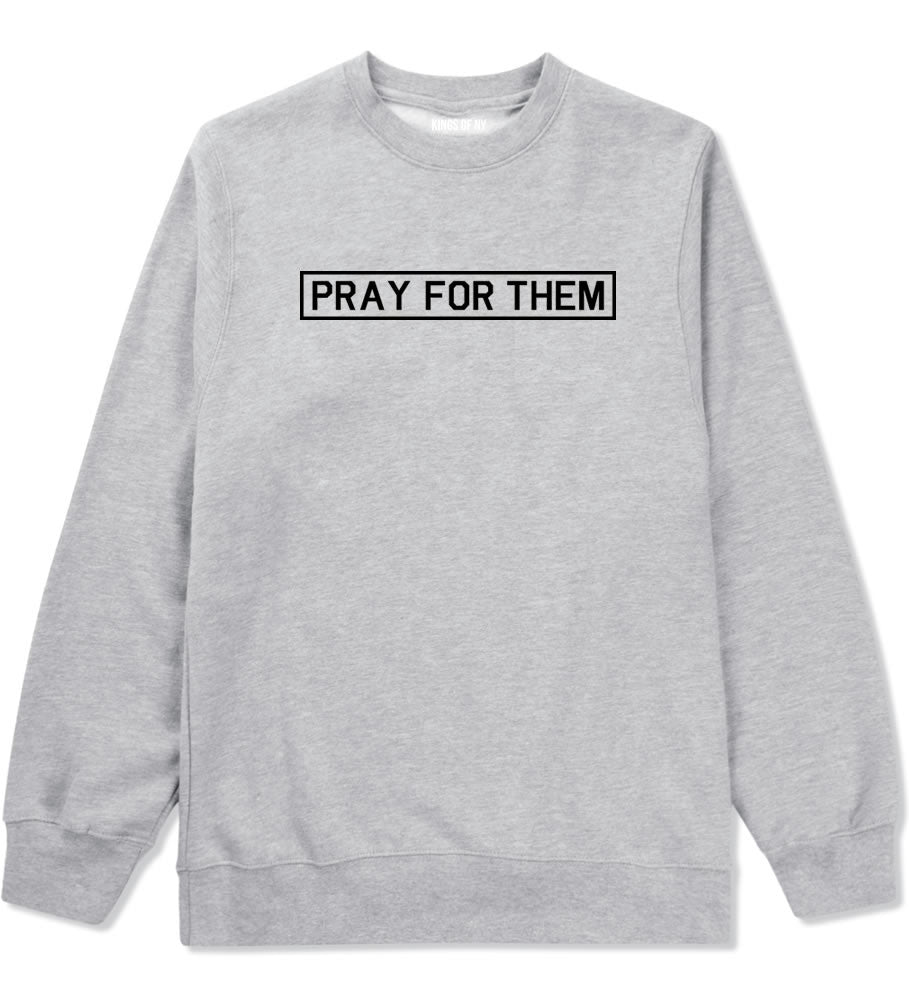 Pray For Them Fall15 Boys Kids Crewneck Sweatshirt in Grey by Kings Of NY