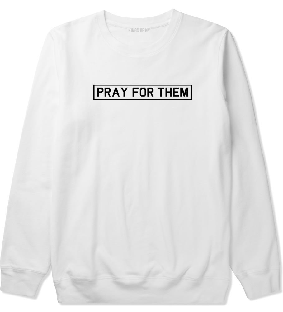Pray For Them Fall15 Crewneck Sweatshirt in White by Kings Of NY