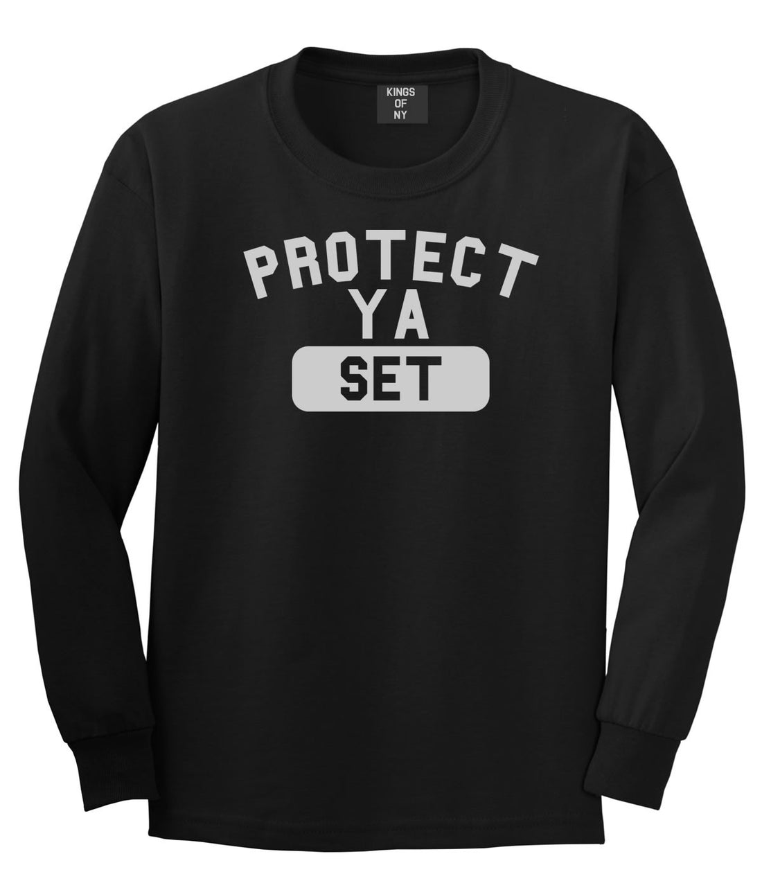 Protect Ya Set Neck Long Sleeve T-Shirt in Black By Kings Of NY