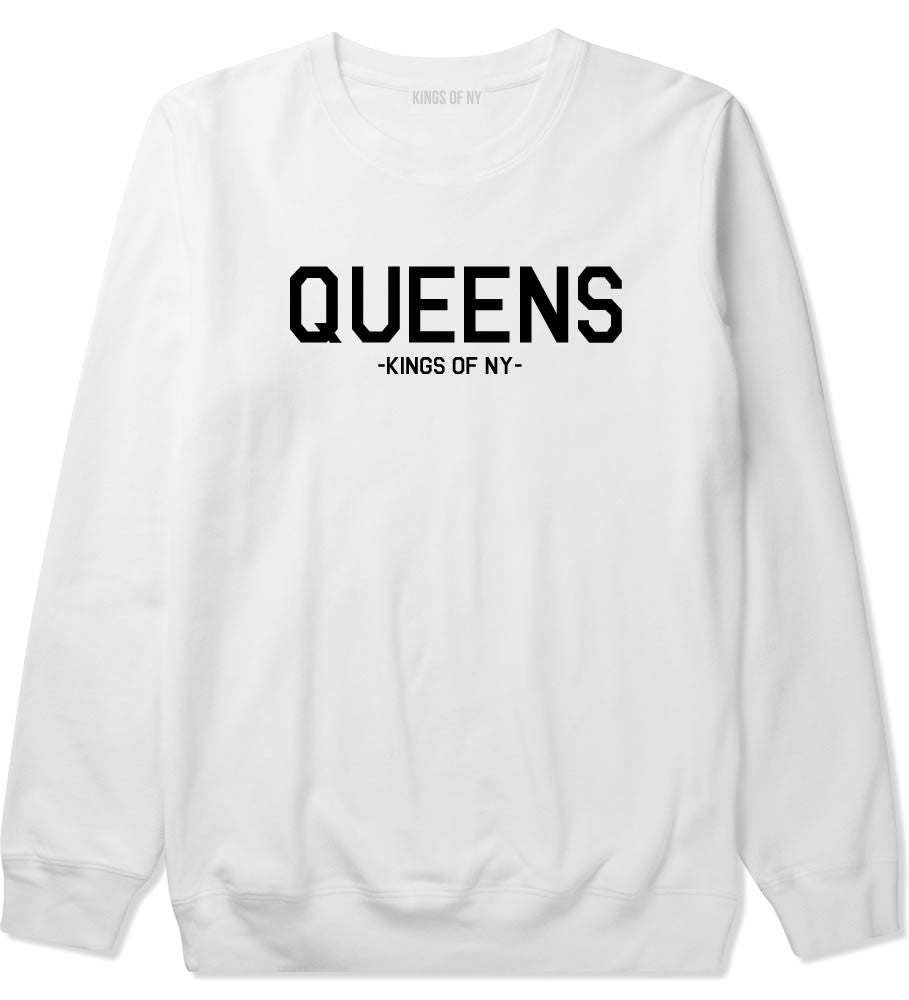 Queens LI New York Crewneck Sweatshirt in White
