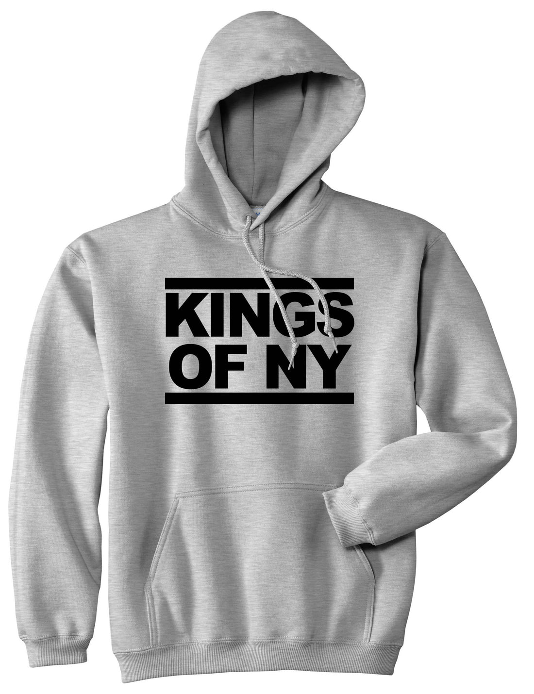 Kings Of NY Run DMC Logo Style Pullover Hoodie in Grey By Kings Of NY