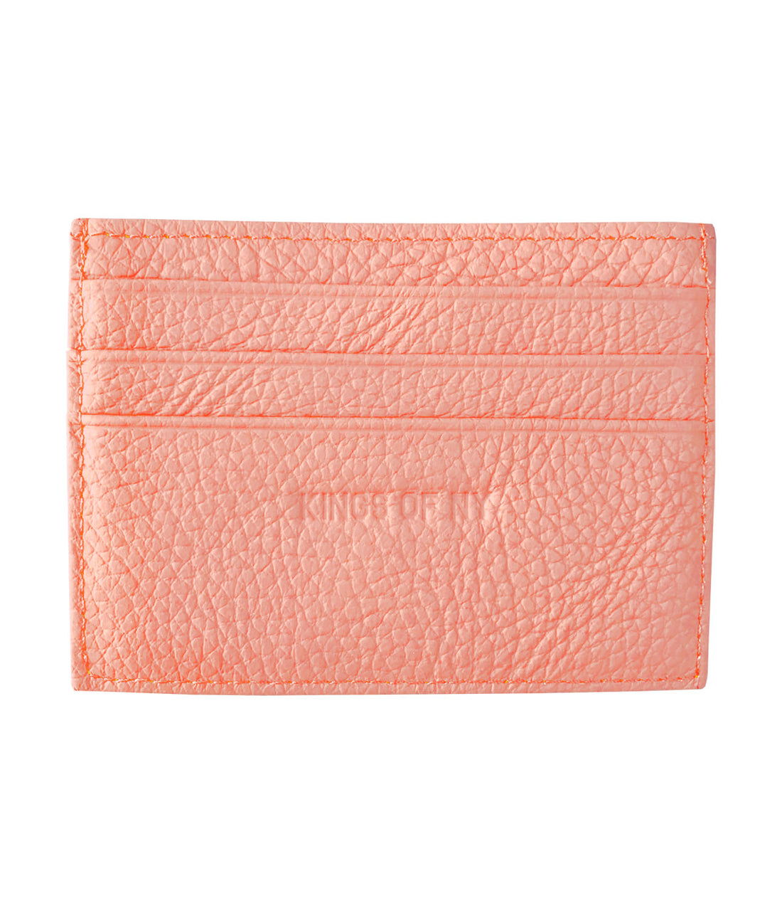 Kings Of NY Pebble Leather Card Holder Wallet Salmon